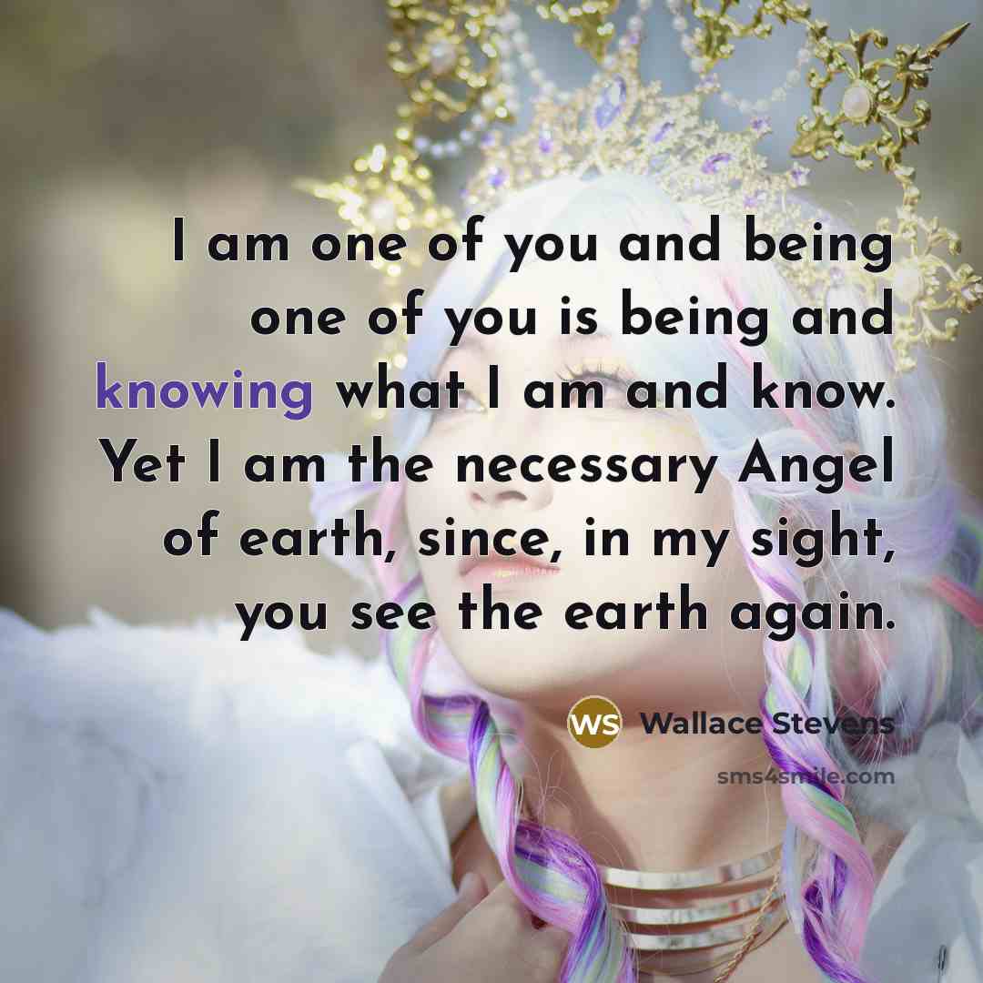 “I am one of you and being one of you…” quote by Wallace Stevens