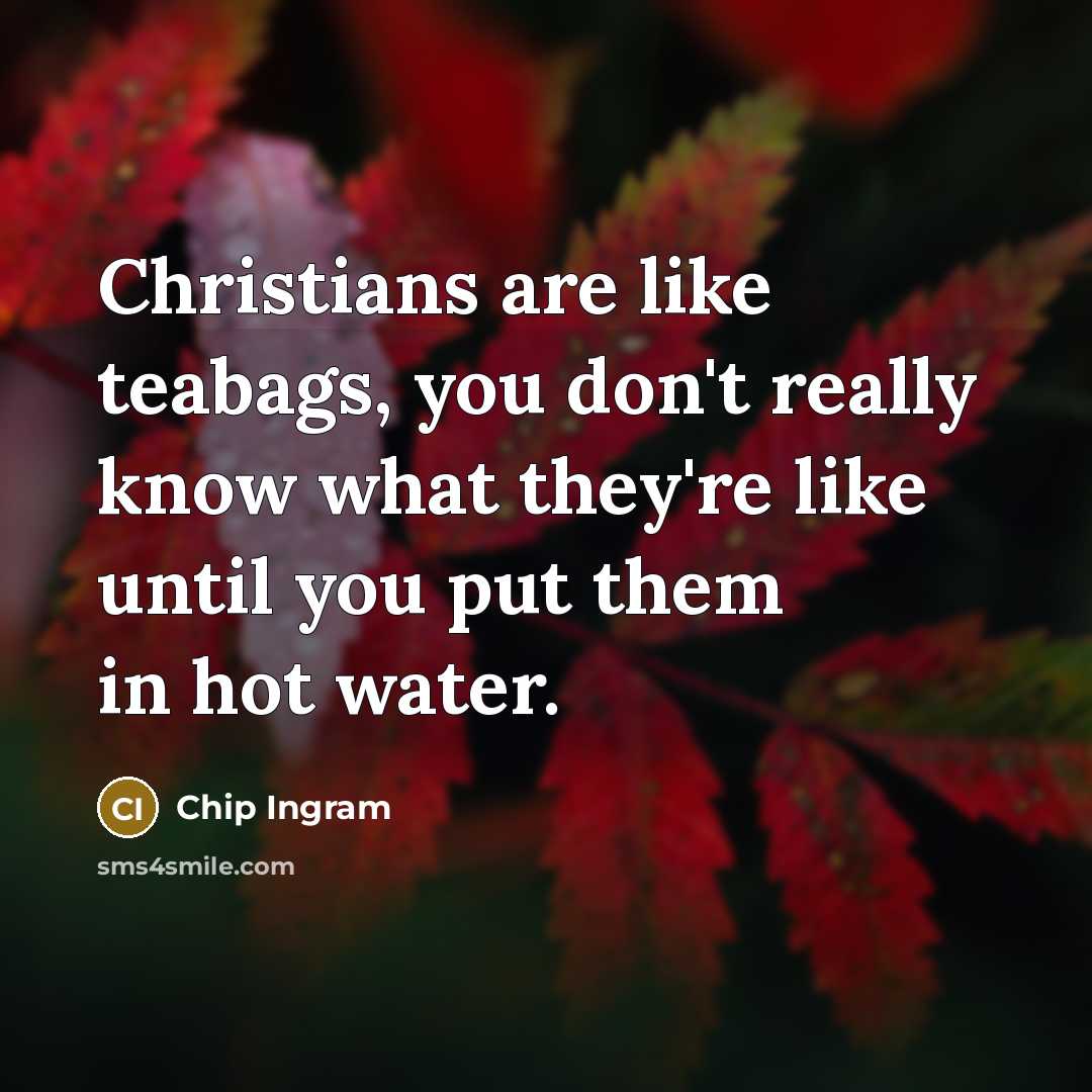 “Christians are like teabags, you don't really know what they're…” quote by Chip Ingram