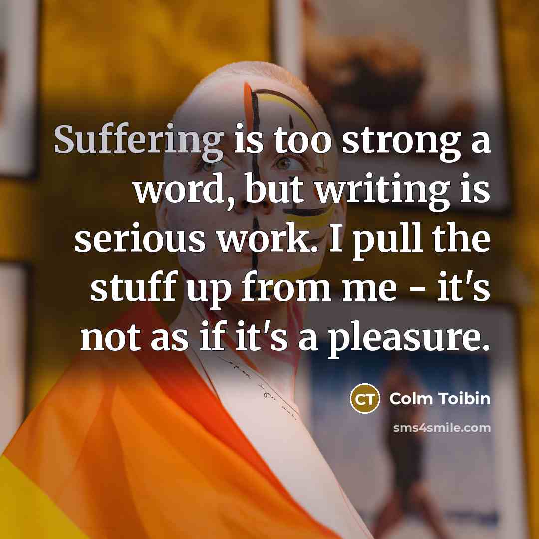 “Suffering is too strong a word, but writing is serious…” quote by Colm Toibin