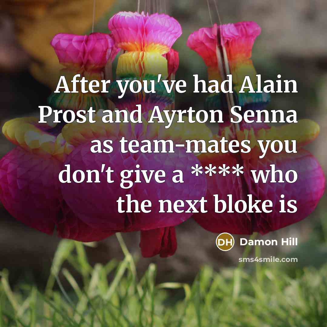 “After you've had Alain Prost and Ayrton Senna as team-mates…” quote by Damon Hill