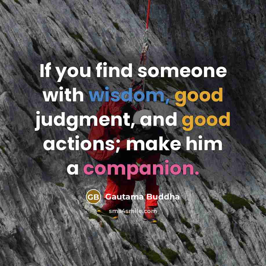 “If you find someone with wisdom, good judgment, and good…” quote by Gautama Buddha