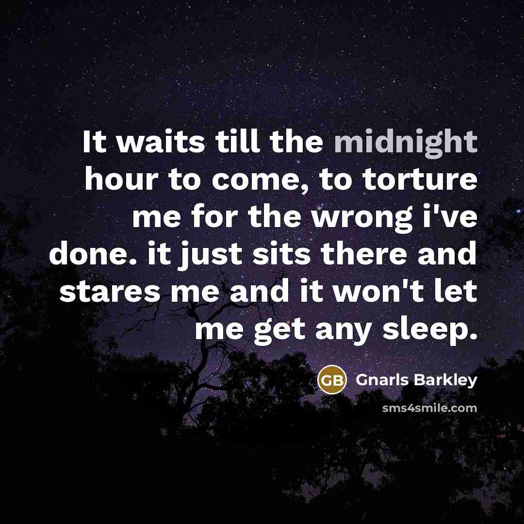 “It waits till the midnight hour to come, to torture…” quote by Gnarls Barkley