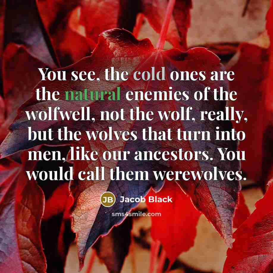 “You see, the cold ones are the natural enemies of…” quote by Jacob Black
