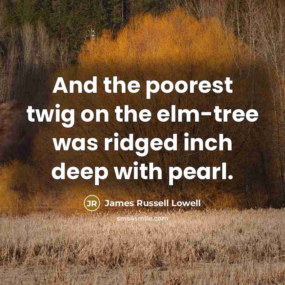 “And the poorest twig on the elm-tree was ridged inch…” quote by James Russell Lowell