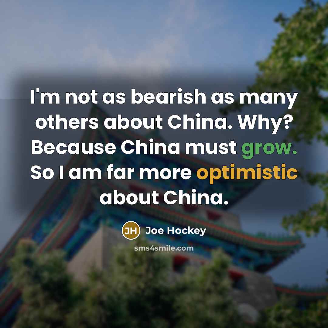 “I'm not as bearish as many others about China. Why?…” quote by Joe Hockey