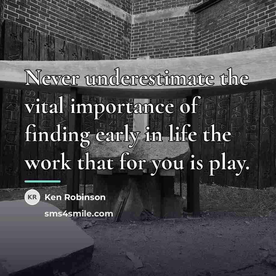 “Never underestimate the vital importance of finding early in life…” quote by Ken Robinson