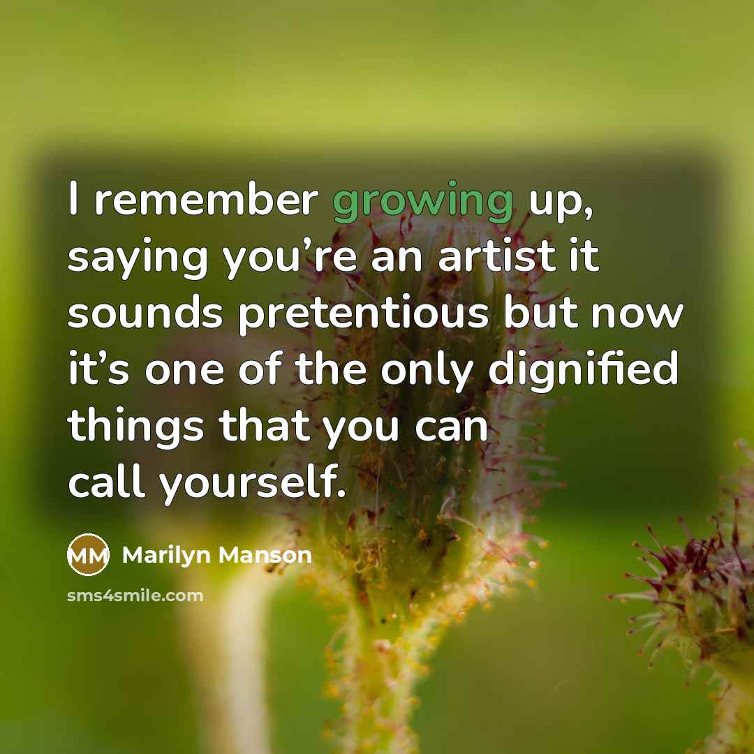 “I remember growing up, saying you’re an artist it sounds…” quote by Marilyn Manson