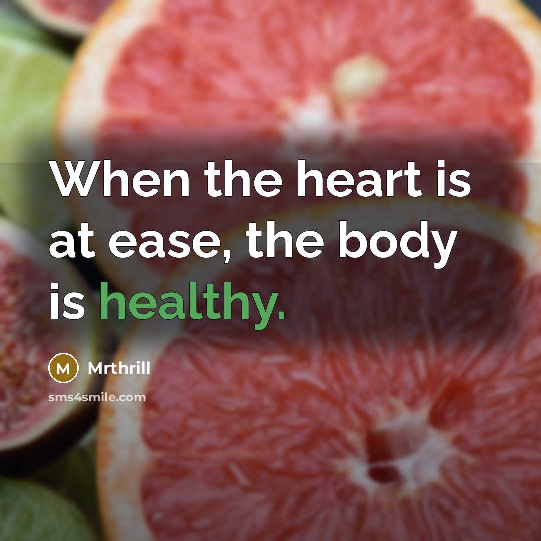 “When the heart is at ease, the body is healthy.…” quote by Mrthrill
