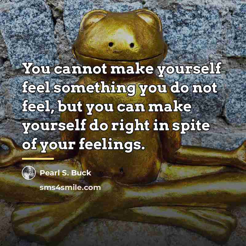 “You cannot make yourself feel something you do not feel,…” quote by Pearl S. Buck