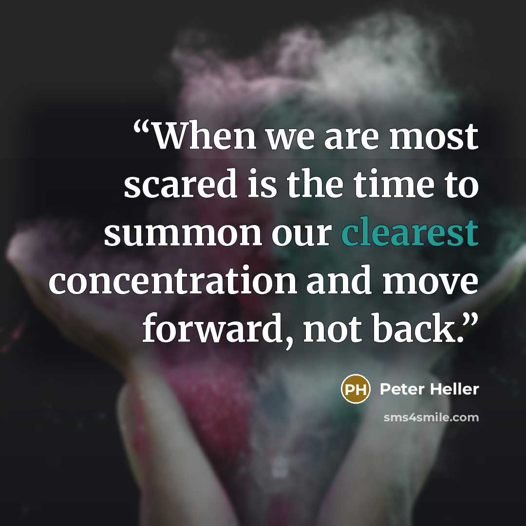 “When we are most scared is the time to summon our clearest concentration and move forward, not back.” quote by Peter Heller
