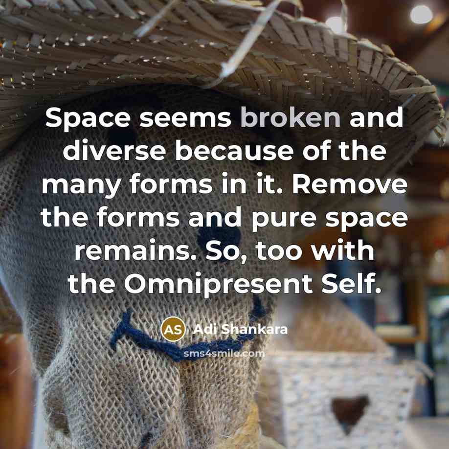 “Space seems broken and diverse because of the many forms…” quote by Adi Shankara