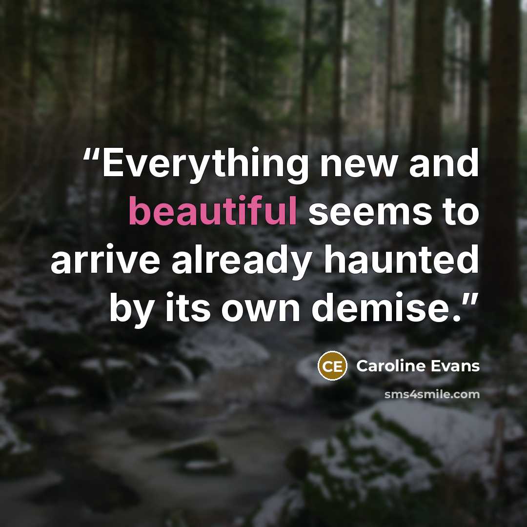 “Everything new and beautiful seems to arrive already haunted by its own demise.” quote by Caroline Evans