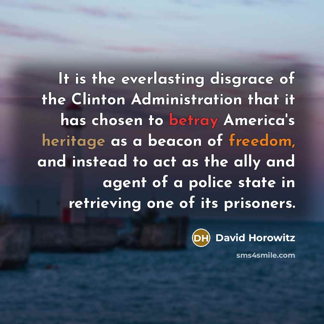 “It is the everlasting disgrace of the Clinton Administration that…” quote by David Horowitz