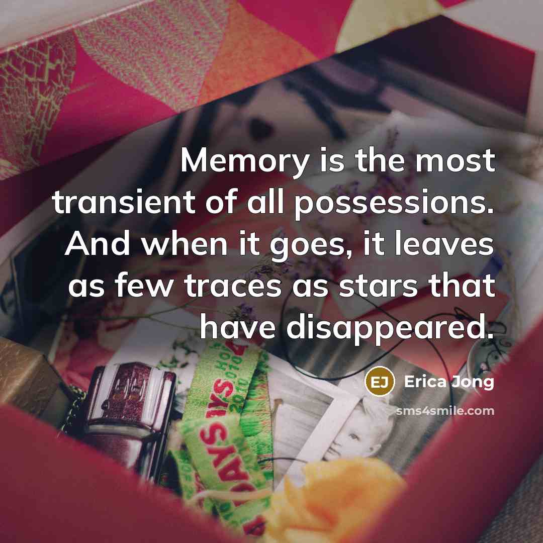 “Memory is the most transient of all possessions. And when…” quote by Erica Jong