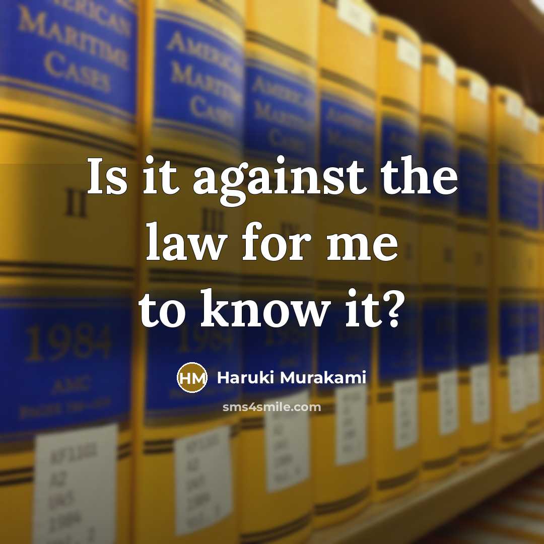 “Is it against the law for me to know it?” quote by Haruki Murakami