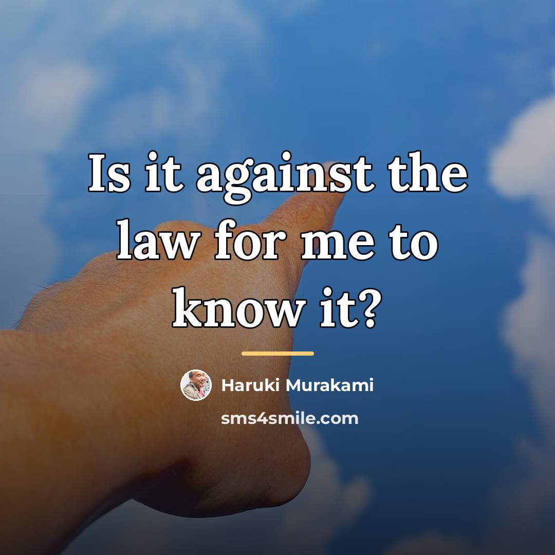 “Is it against the law for me to know it?…” quote by Haruki Murakami