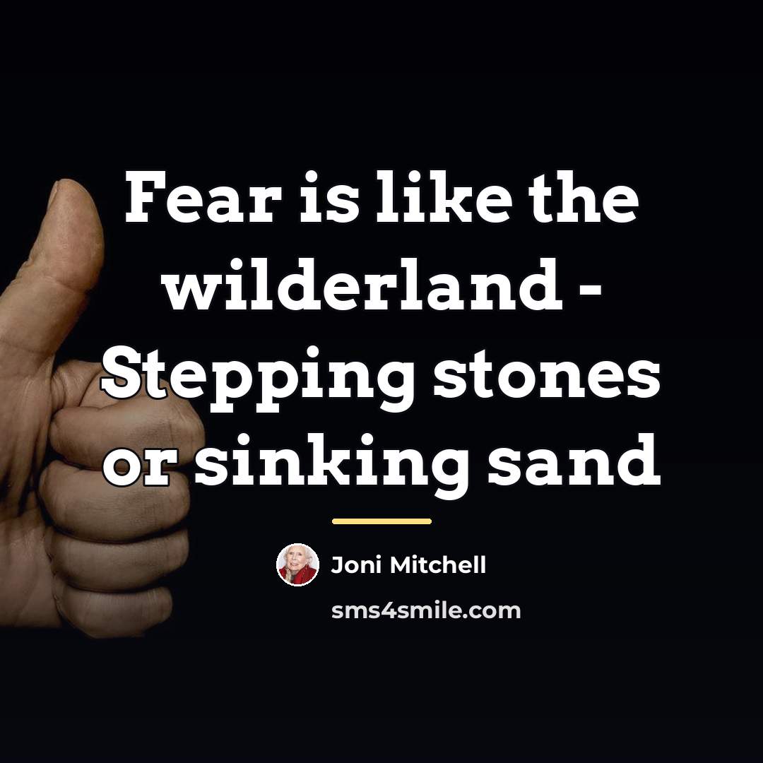 “Fear is like the wilderland - Stepping stones or sinking…” quote by Joni Mitchell