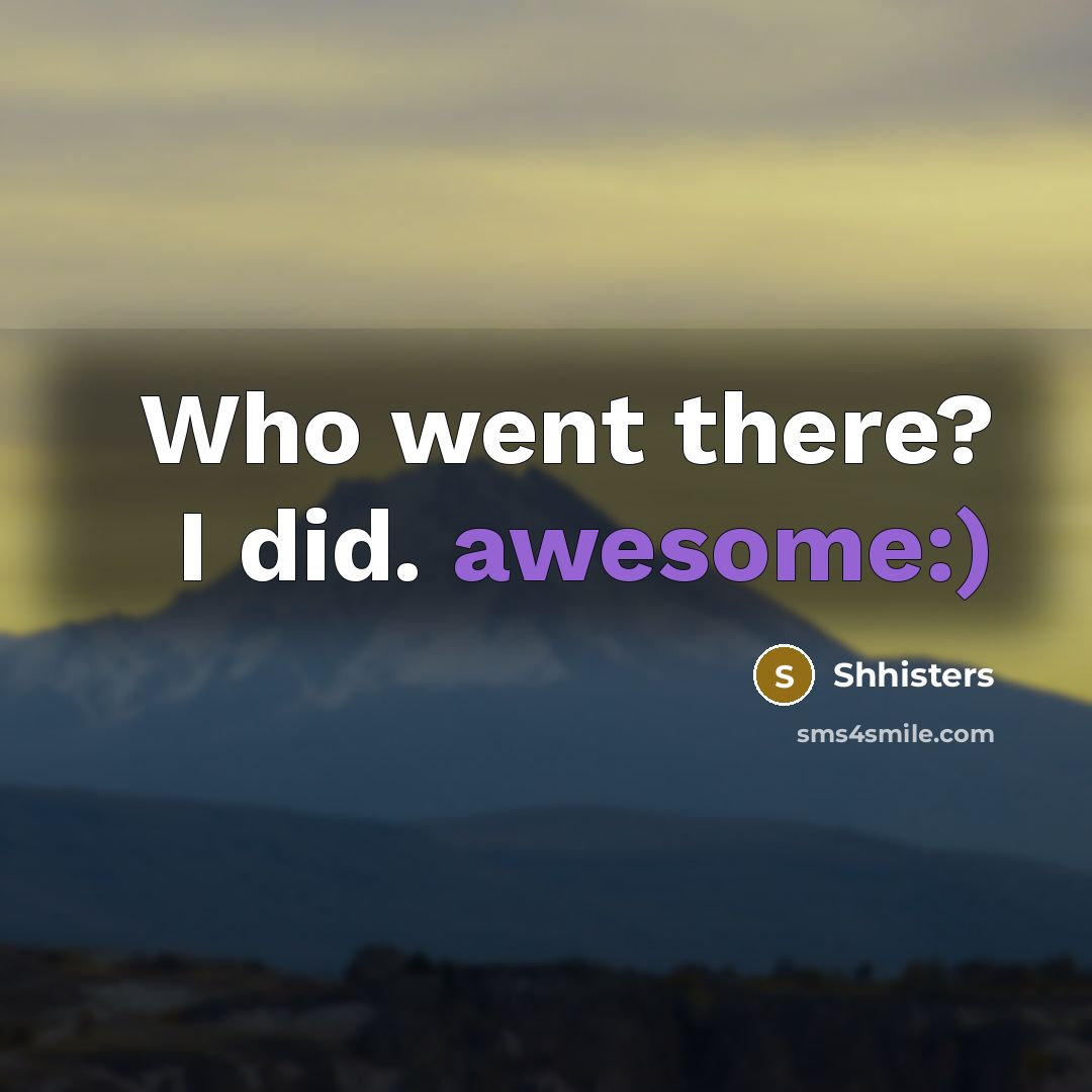 “Who went there? I did. awesome:)” quote by Shhisters