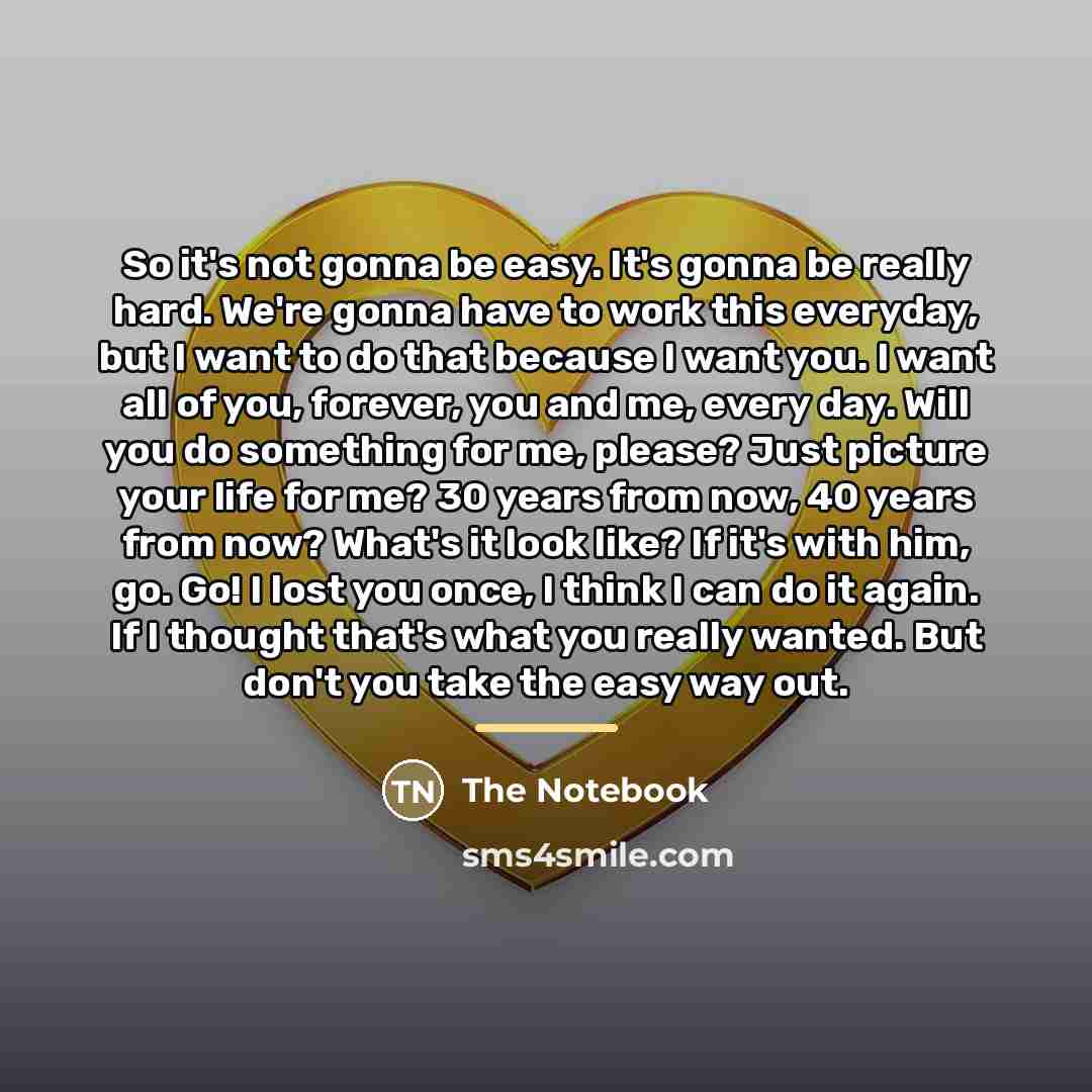 “So it's not gonna be easy. It's gonna be really…” quote by The Notebook