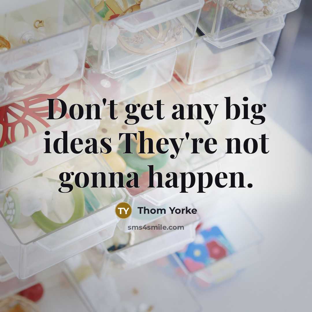 “Don't get any big ideas They're not gonna happen.…” quote by Thom Yorke