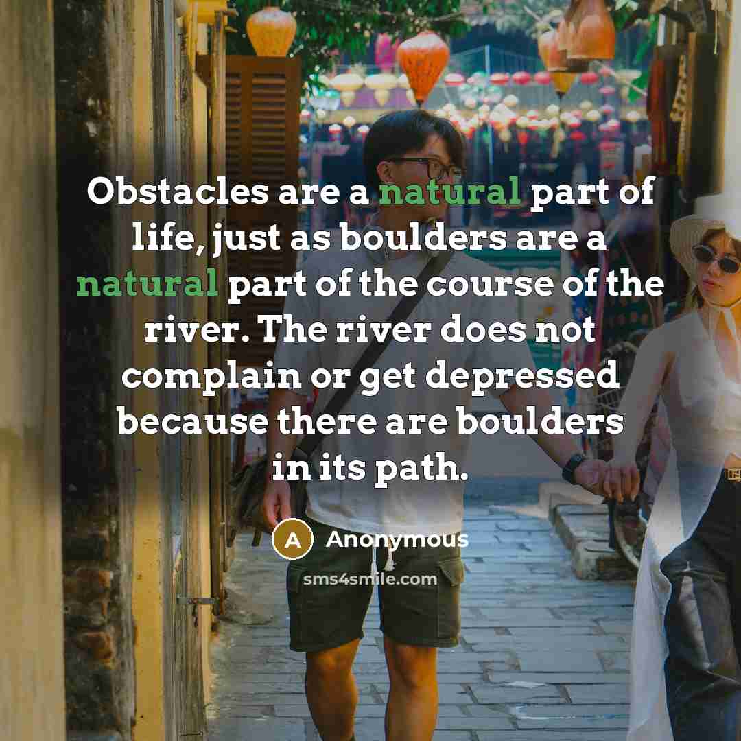 “Obstacles are a natural part of life, just as boulders…” quote by Anonymous