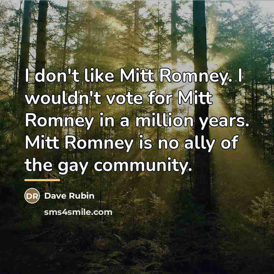 “I don't like Mitt Romney. I wouldn't vote for Mitt…” quote by Dave Rubin
