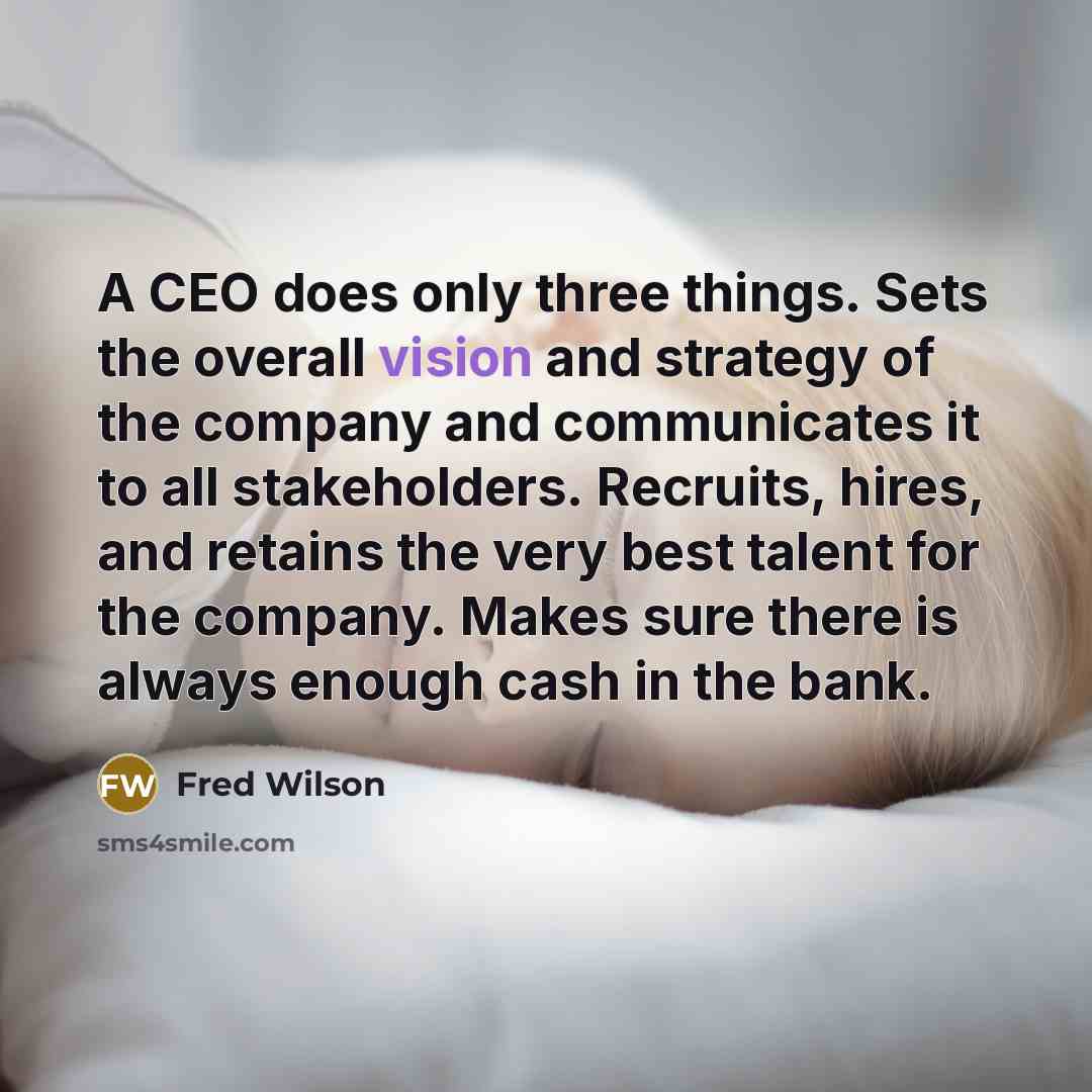 “A CEO does only three things. Sets the overall vision…” quote by Fred Wilson