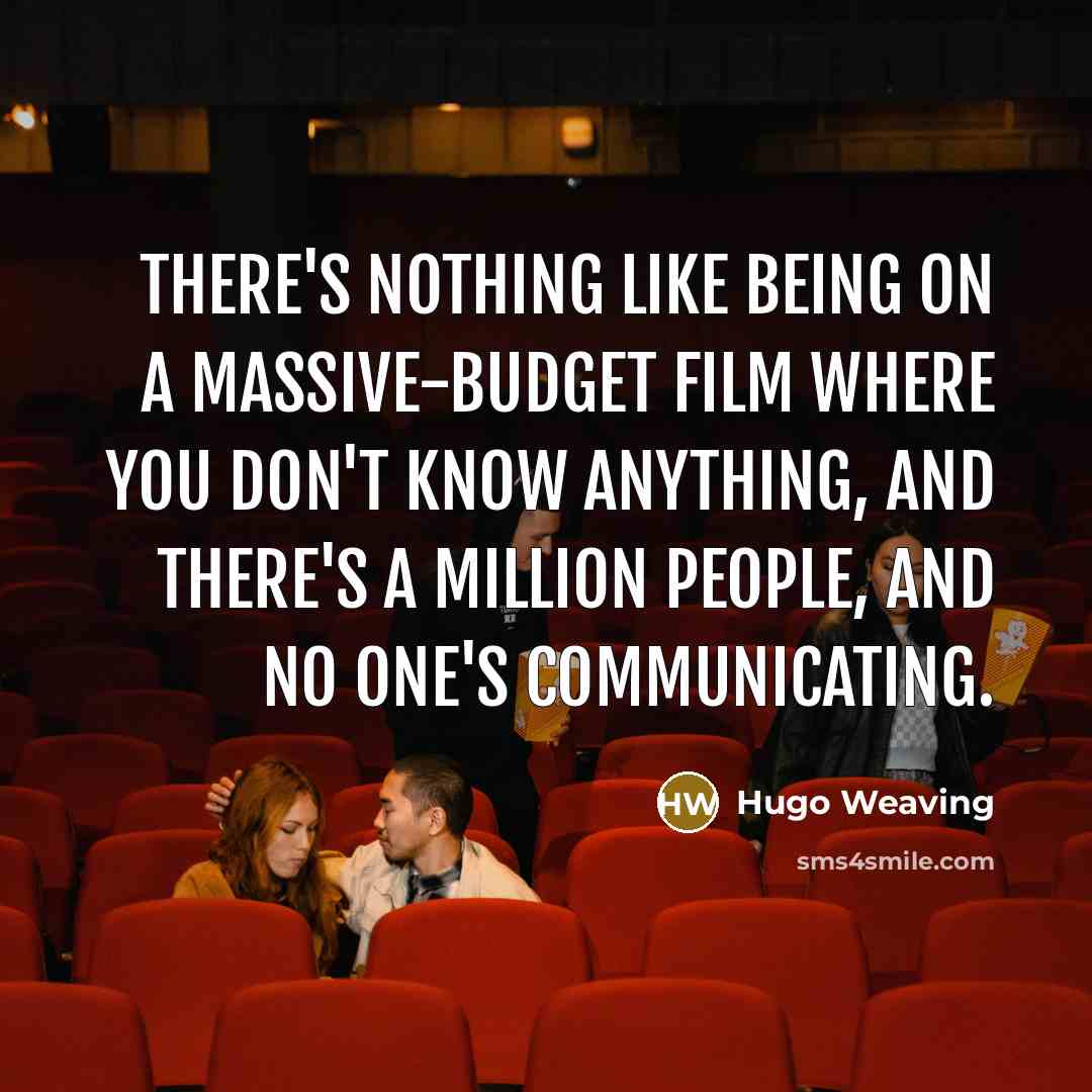 “There's nothing like being on a massive-budget film where you…” quote by Hugo Weaving
