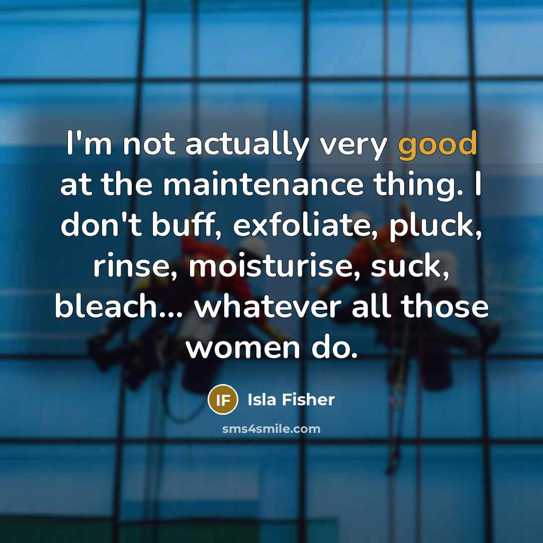 “I'm not actually very good at the maintenance thing. I…” quote by Isla Fisher