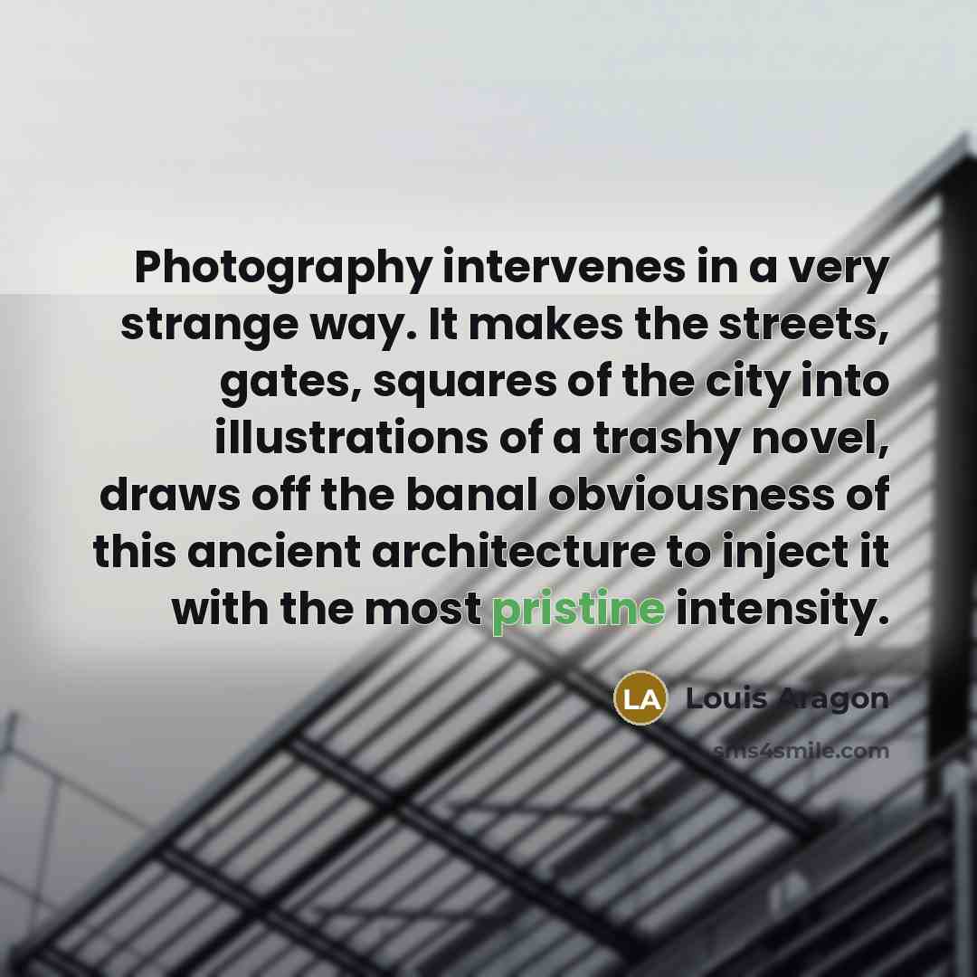 “Photography intervenes in a very strange way. It makes the…” quote by Louis Aragon