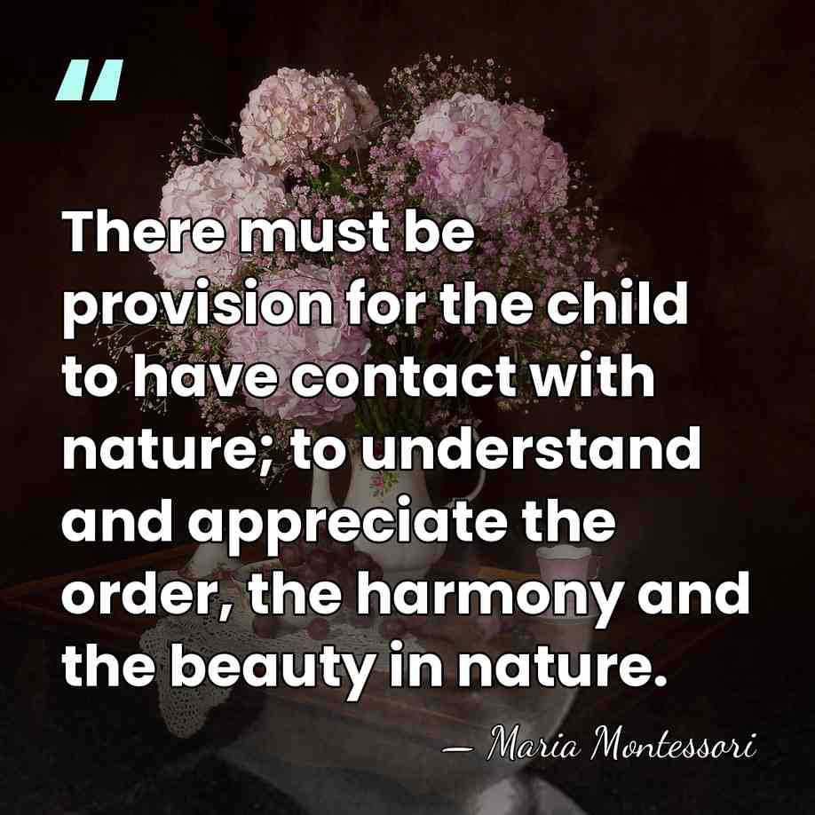 There must be provision for the child to have contact with nature;&hellip; - Maria Montessori