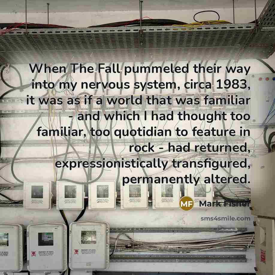 “When The Fall pummeled their way into my nervous system,…” quote by Mark Fisher