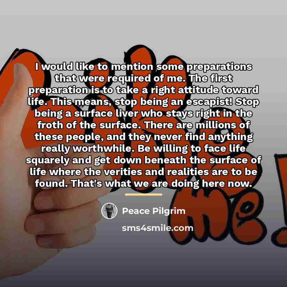 “I would like to mention some preparations that were required…” quote by Peace Pilgrim