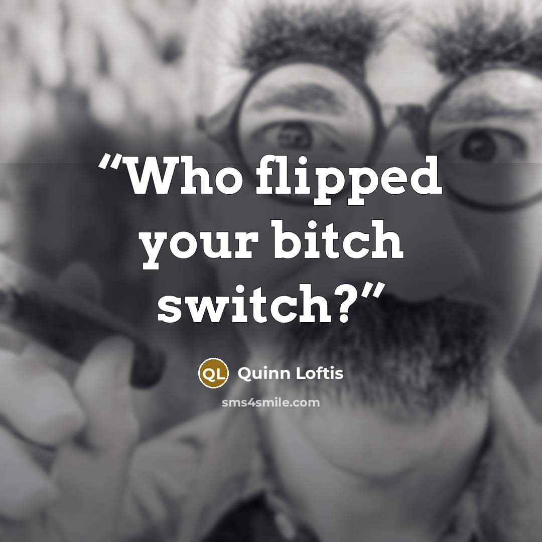 “Who flipped your bitch switch?” quote by Quinn Loftis