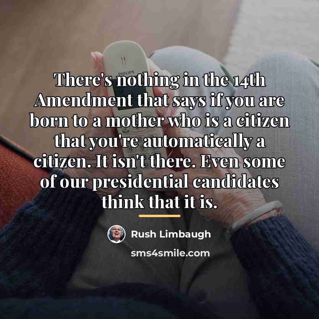 “There's nothing in the 14th Amendment that says if you…” quote by Rush Limbaugh