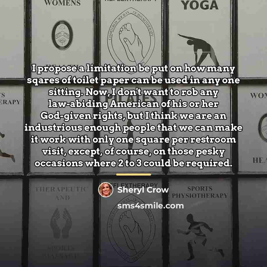 “I propose a limitation be put on how many sqares…” quote by Sheryl Crow