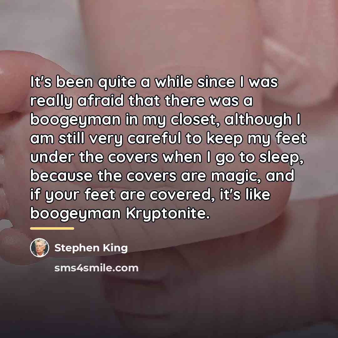 “It's been quite a while since I was really afraid…” quote by Stephen King