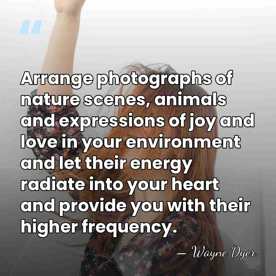 Arrange photographs of nature scenes, animals and expressions of joy and love&hellip; - Wayne Dyer