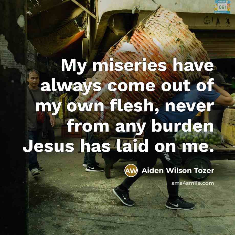 “My miseries have always come out of my own flesh,…” quote by Aiden Wilson Tozer