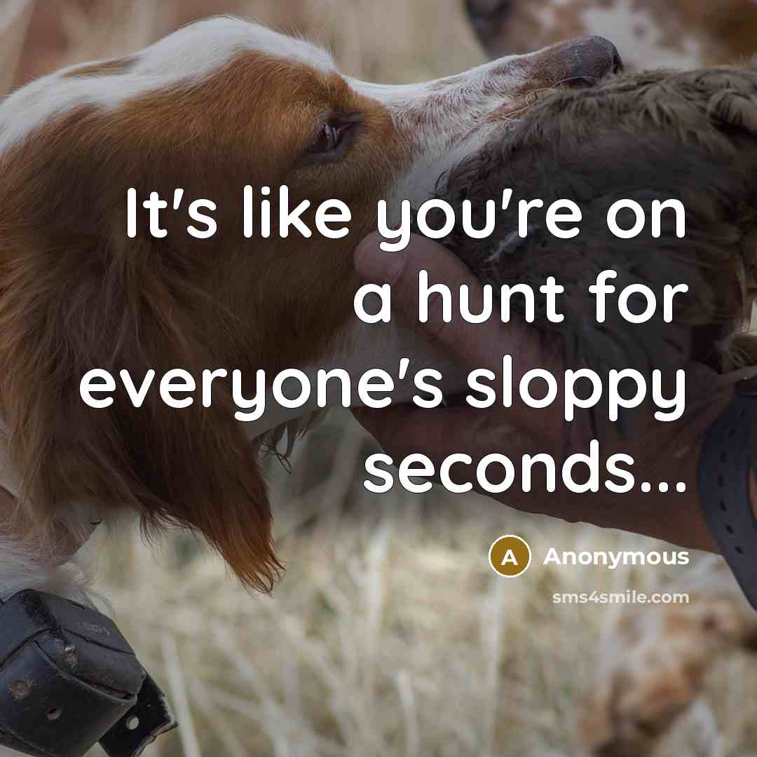 “It's like you're on a hunt for everyone's sloppy seconds...” quote by Anonymous