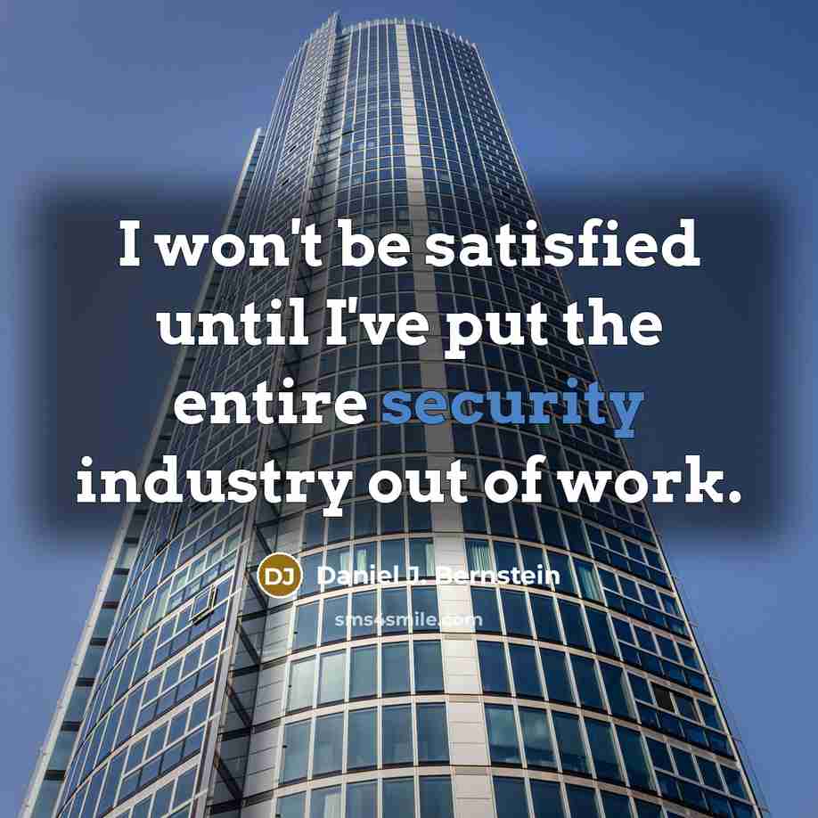 “I won't be satisfied until I've put the entire security…” quote by Daniel J. Bernstein