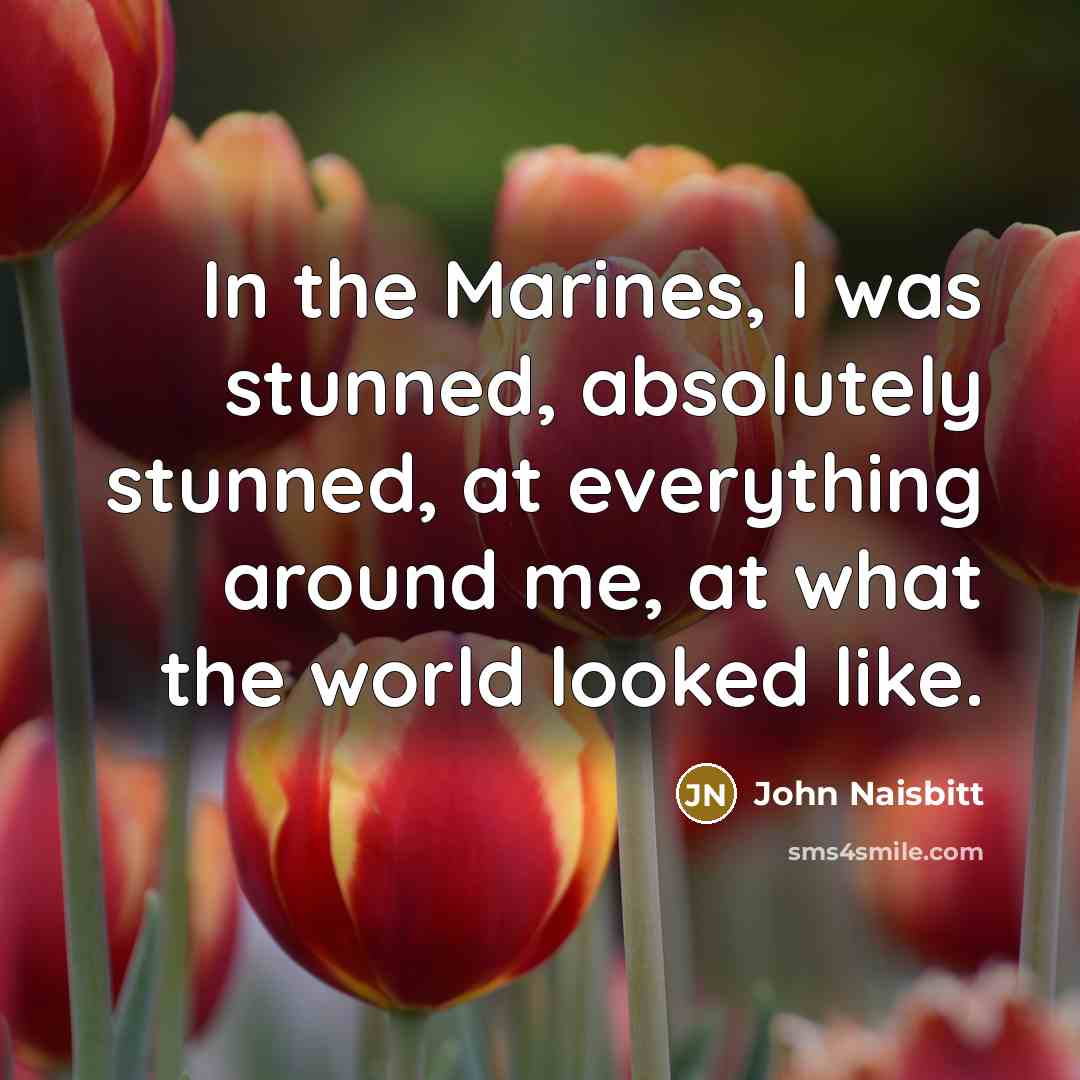 “In the Marines, I was stunned, absolutely stunned, at everything…” quote by John Naisbitt