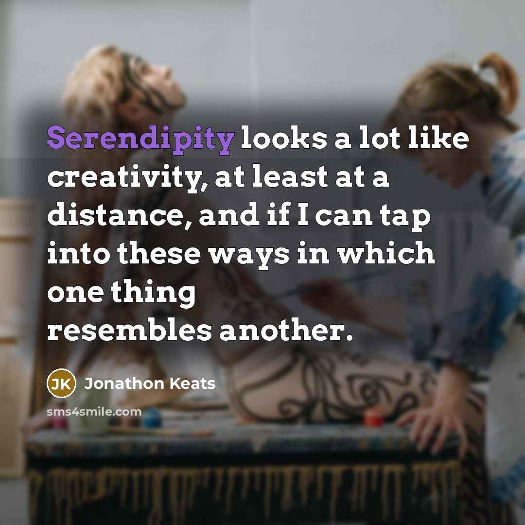 “Serendipity looks a lot like creativity, at least at a…” quote by Jonathon Keats
