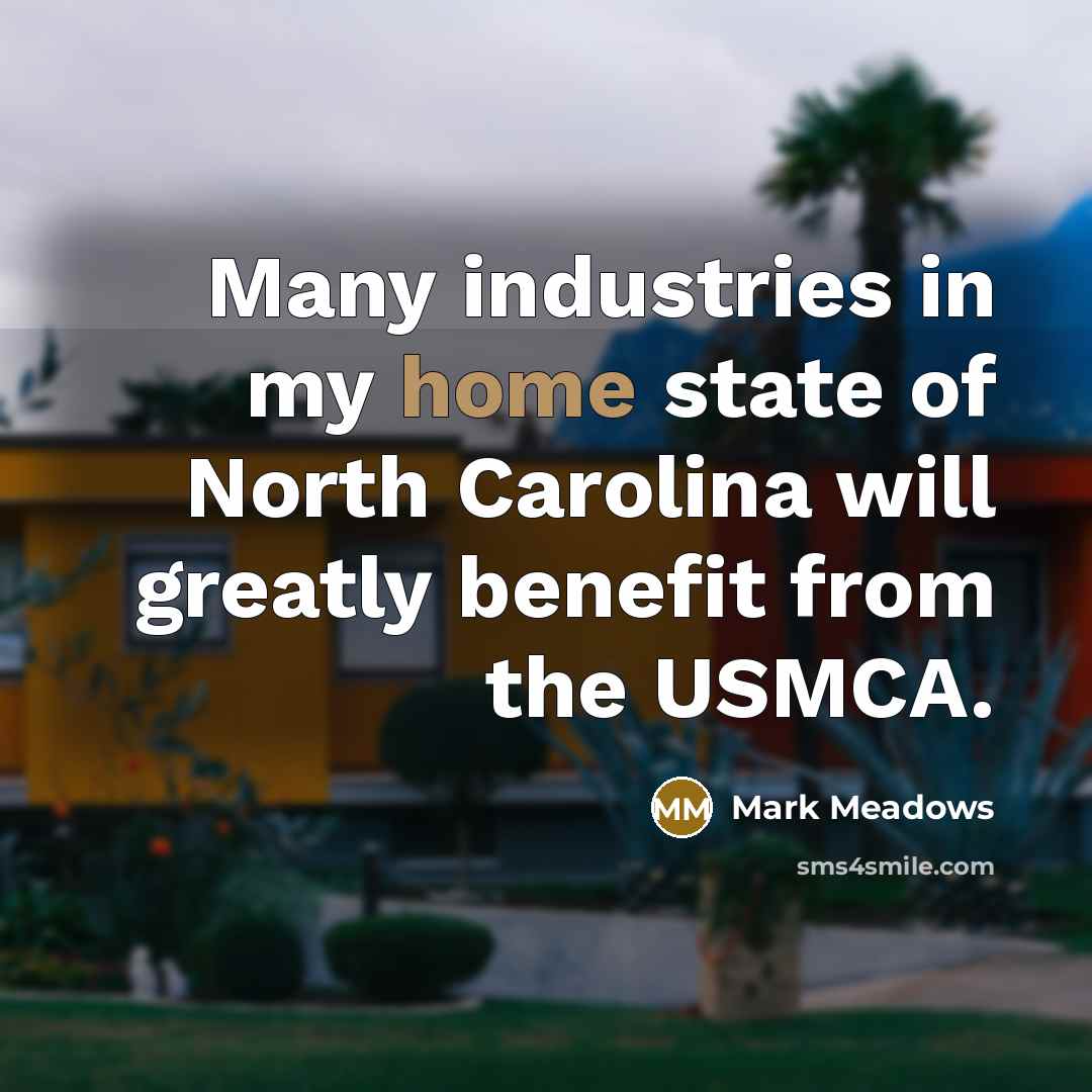 “Many industries in my home state of North Carolina will…” quote by Mark Meadows