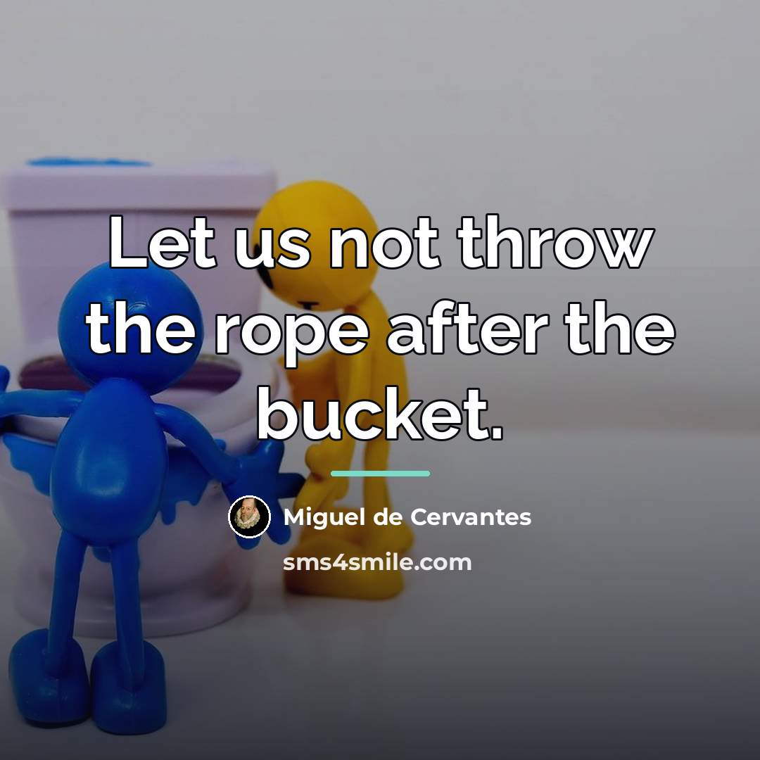 “Let us not throw the rope after the bucket.…” quote by Miguel de Cervantes