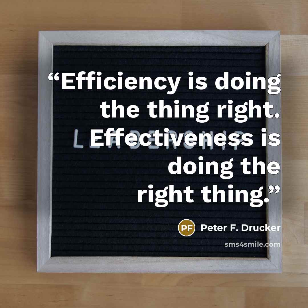 “Efficiency is doing the thing right. Effectiveness is doing the right thing.” quote by Peter F. Drucker