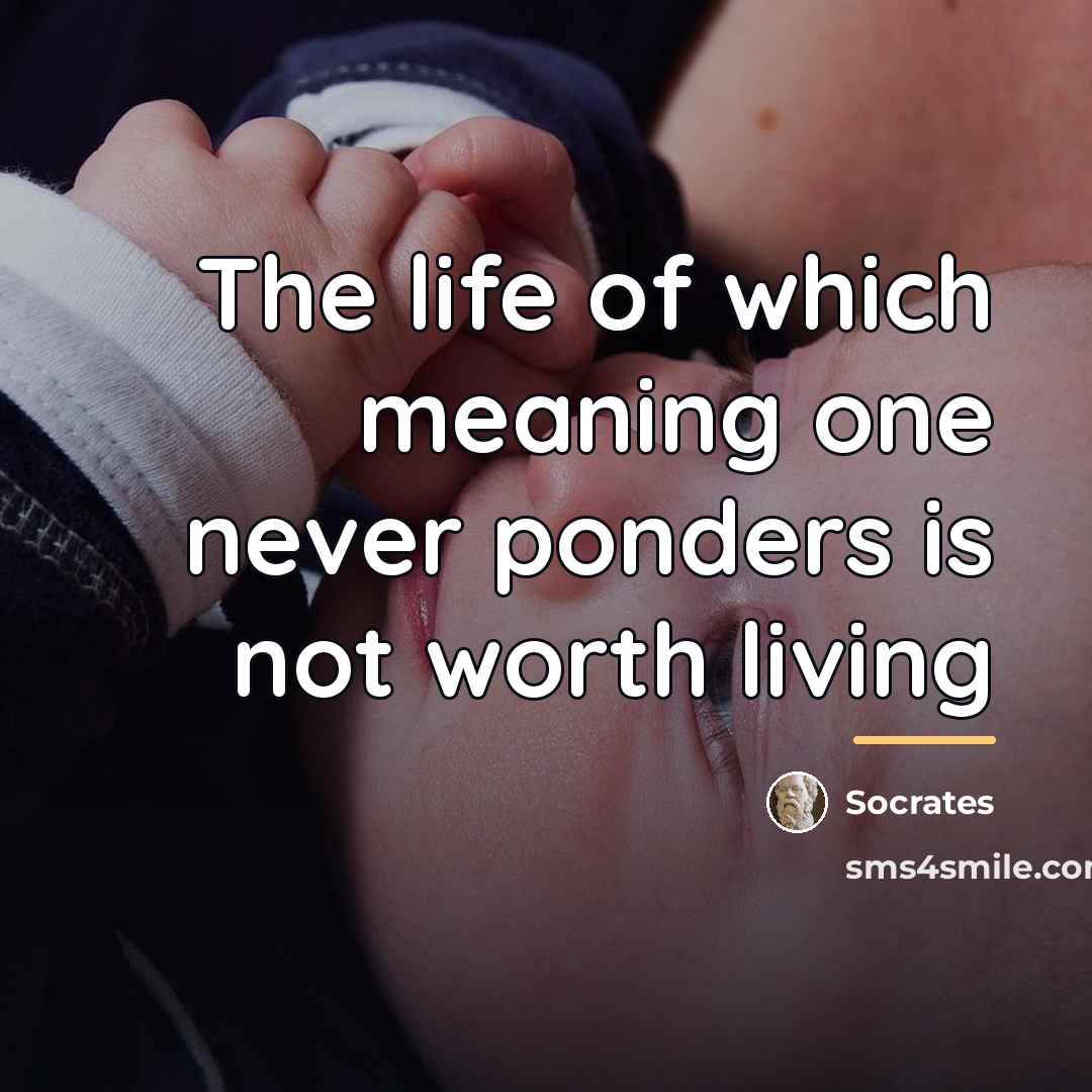 “The life of which meaning one never ponders is not…” quote by Socrates