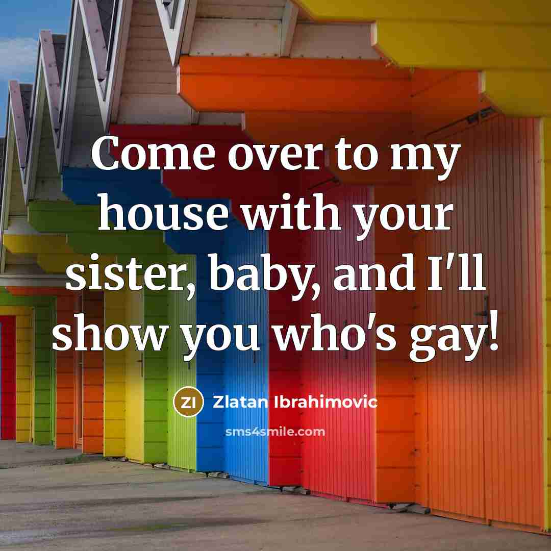 “Come over to my house with your sister, baby, and…” quote by Zlatan Ibrahimovic