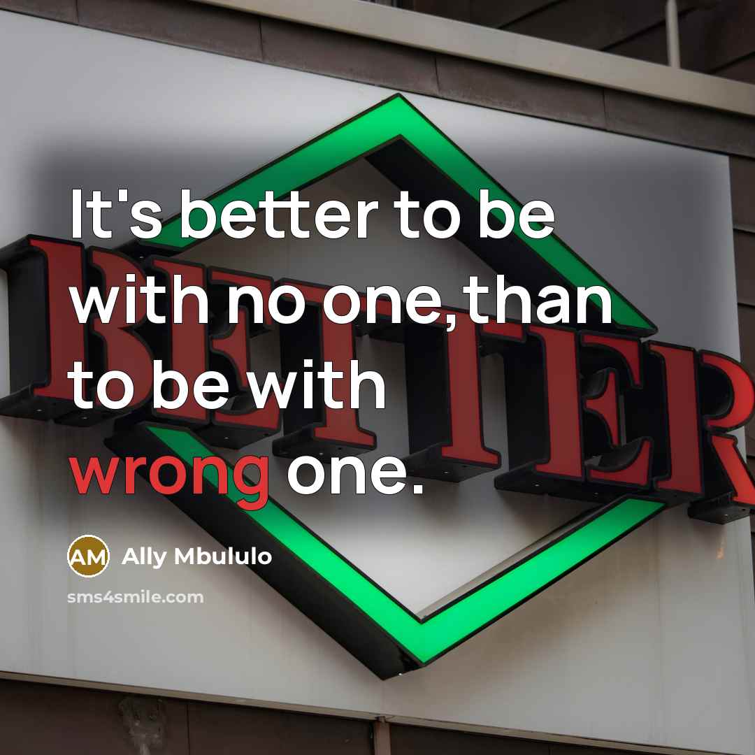 “It's better to be with no one,than to be with…” quote by Ally Mbululo