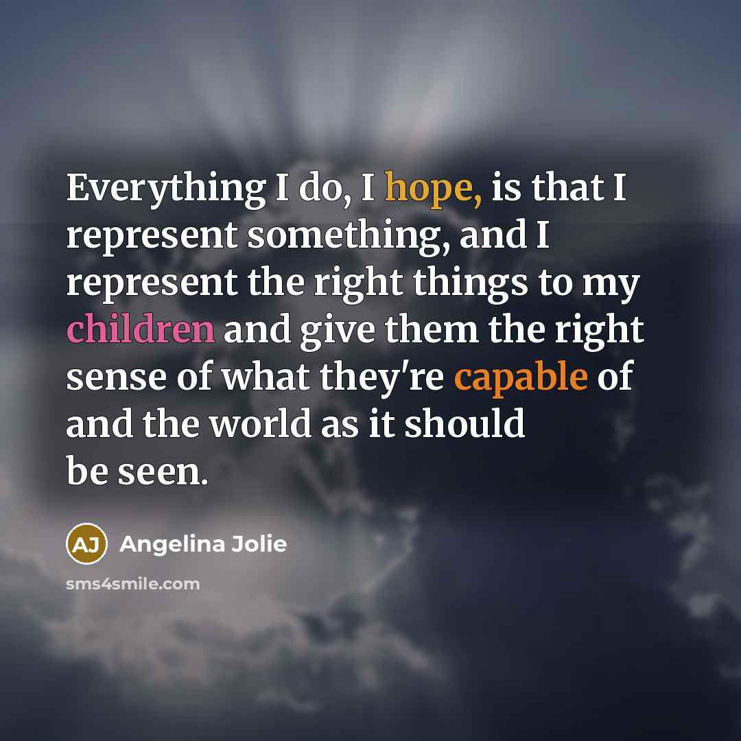 “Everything I do, I hope, is that I represent something,…” quote by Angelina Jolie